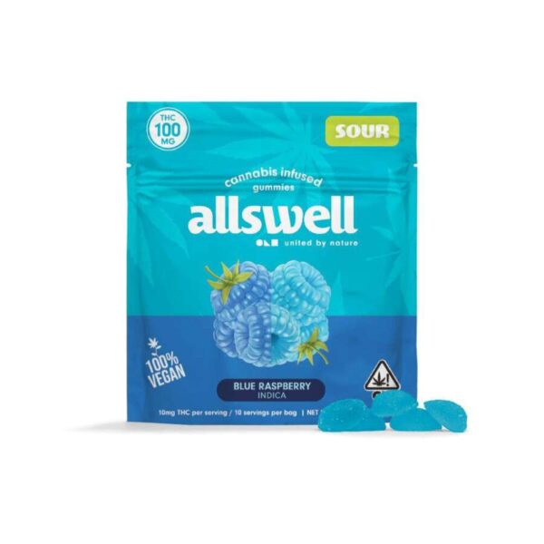 Allswell Gummies - Blue Raspberry (100mg Indica) *NEXT DAY DELIVERY ONLY*
