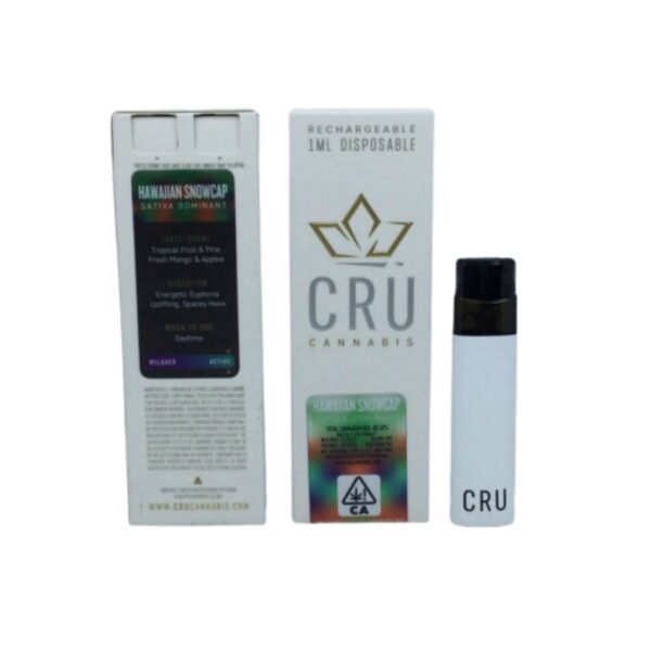 CRU Disposable Vape Pen - Hawaiian Snowcap (1ml Sativa) | The Sticky Rose