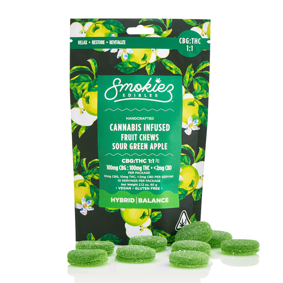 Smokiez Edibles - Green Apple Fruit Chews (200mg 1:1 THC:CBG) *NEXT DAY ...