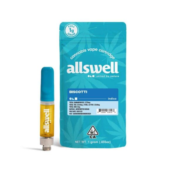 Allswell Vape Cartridge - Biscotti (1g Indica) *NEXTDAY DELIVERY ONLY*