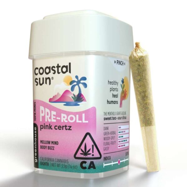 Coastal Sun Greenhouse Prerolls - Pink Certz (3.5g/10-pack Hybrid)