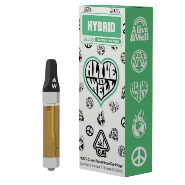 Alive & Well Cured Resin Vape Cartridge - Thin Mintz (1g Hybrid)