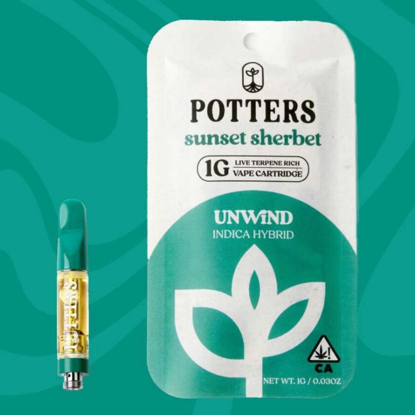 Potters Live Vape Cartridge - Sunset Sherbet (1g Indica/Hybrid) *NEXT DAY DELIVERY ONLY*
