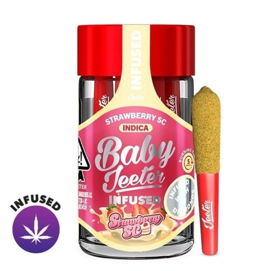 Baby Jeeter Infused Prerolls - Strawberry SC (2.5g/5-pack Indica) *NEXT DAY DELIVERY ONLY*