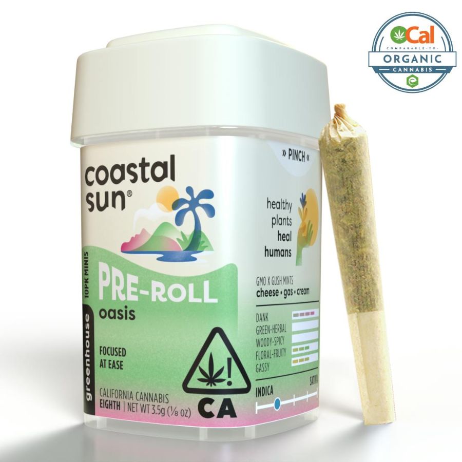 Coastal Sun Greenhouse Prerolls - Oasis (3.5g/10-pack Indica)