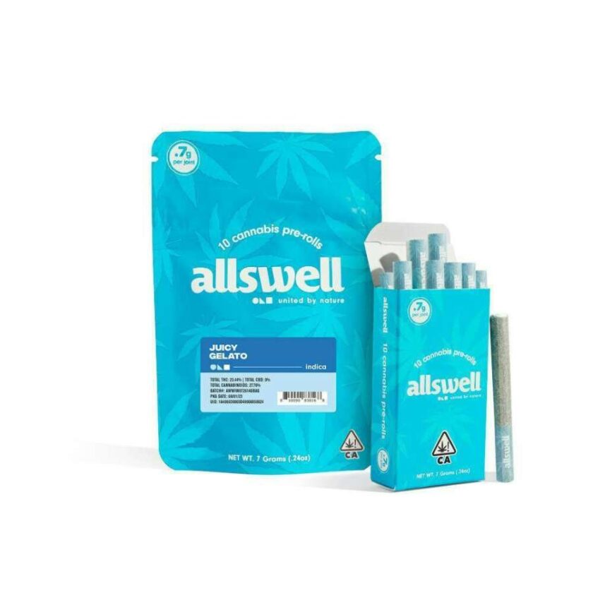 Allswell Prerolls - Juicy Gelato (7g/10-pack Indica) *NEXTDAY DELIVERY ONLY*