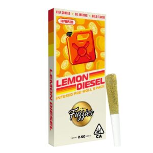 Sublime Fuzzies Infused Prerolls - Lemon Diesel (2.5g/5-pack Hybrid) *NEXT DAY DELIVERY ONLY*